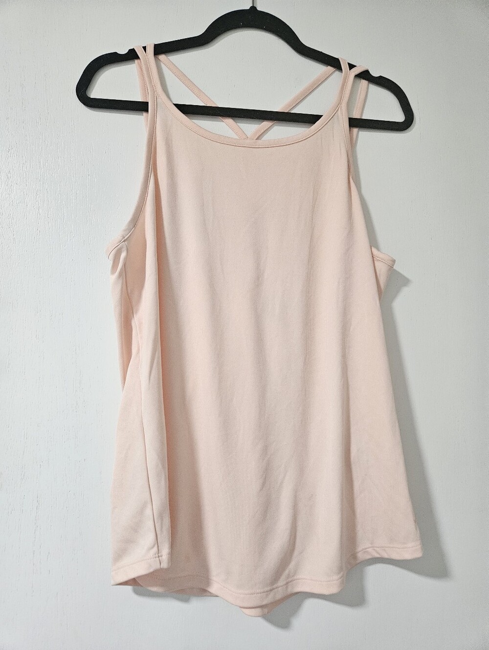 Nike Dri-FIT Light Pink Ribbed Criss Cross Back Athletic Tank Top Size Large
